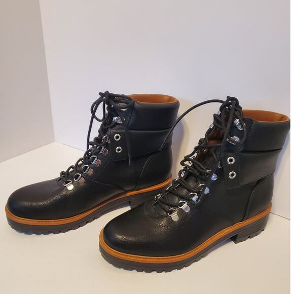 Indigo Rd. Woman's Combat boots Black Tan accents New Size 10 - Picture 2 of 9